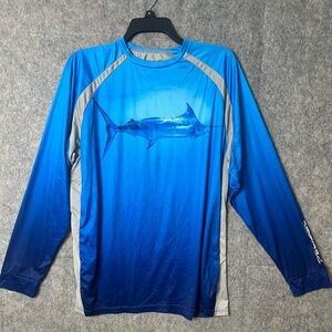 Pelagic Mens XL Blue Vaportek Marlin Long Sleeve fishing shirt